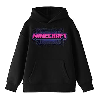 Amazon.com: Minecraft Pink Text Logo Boy's Black Sweatshirt